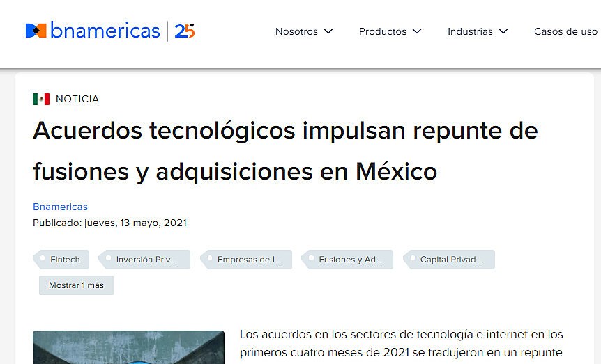 Acuerdos tecnolgicos impulsan repunte de fusiones y adquisiciones en Mxico